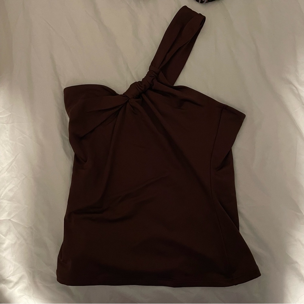 Abercrombie Brown One Shoulder Crop Top